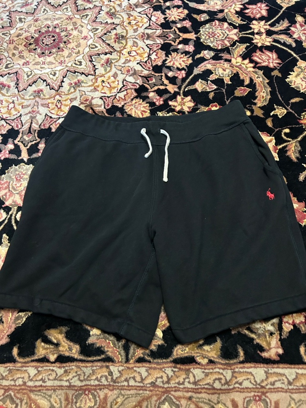 Polo by Ralph Lauren Black Athletic Drawstring Shorts with Red Logo